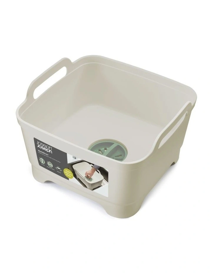 Joseph Joseph Wash&Drain Washing-Up Bowl In Light Stone/Sage 4 Joseph Joseph Wash&Drain Washing-Up Bowl In Light Stone/Sage - Image 2