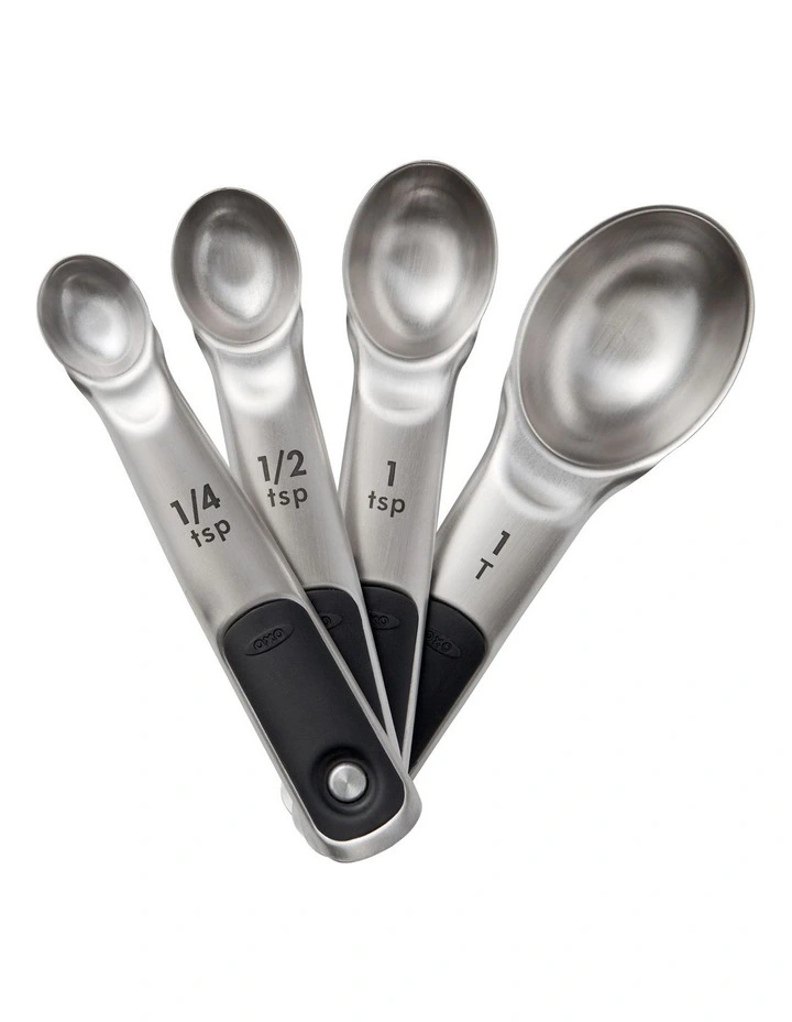 OXO 4 Piece Measuring Spoon Set In Stainless Steel 3 OXO 4 Piece Measuring Spoon Set In Stainless Steel