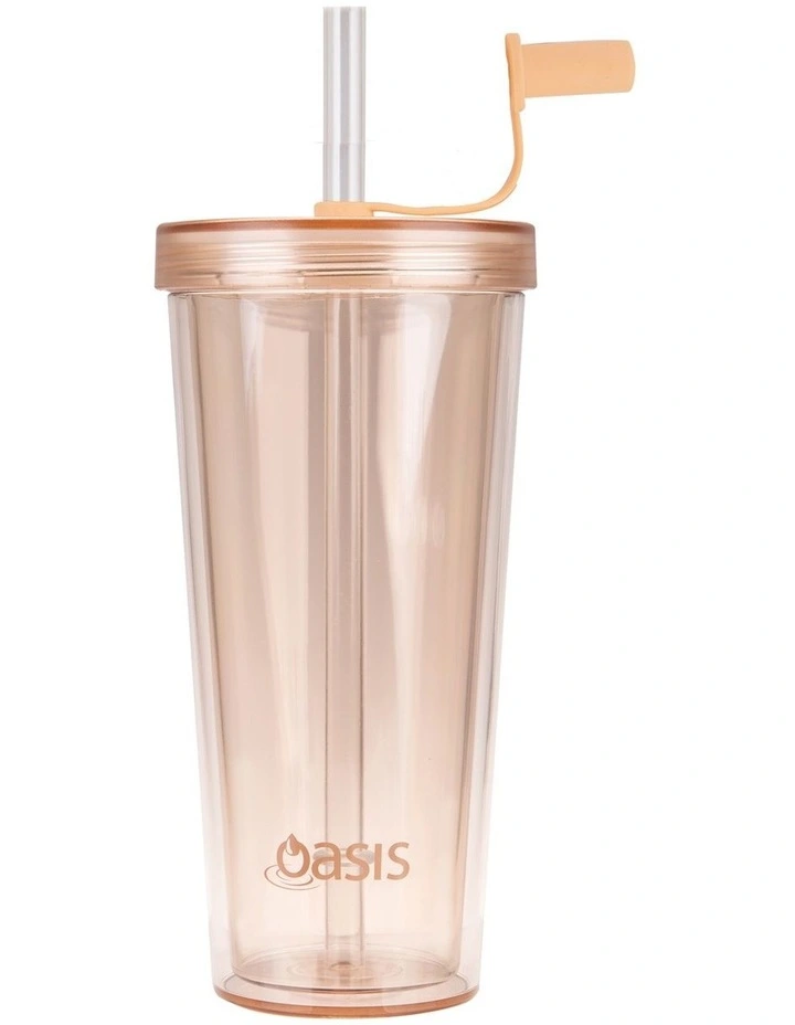 Oasis Double Wall Smoothie Tumbler With Straw 520ml In Peach 8 Oasis Double Wall Smoothie Tumbler With Straw 520ml In Peach - Image 6