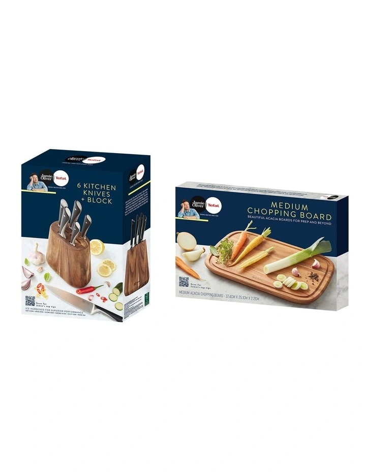 6 Piece Knife Block Set With BONUS Medium Chopping Board In Brown 3 6 Piece Knife Block Set With BONUS Medium Chopping Board In Brown