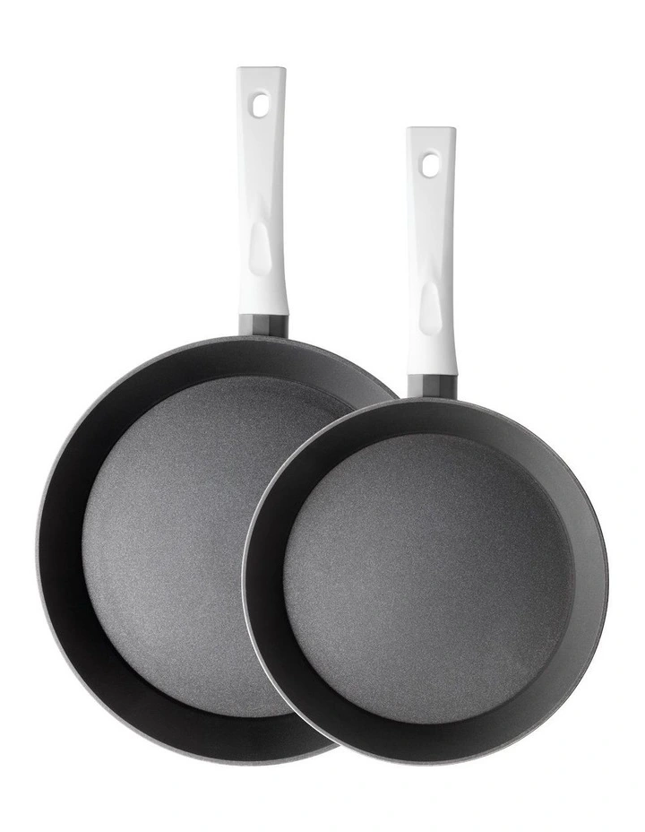 Colours Twin Frypan Pack 20cm & 28cm In White 3 Colours Twin Frypan Pack 20cm & 28cm In White