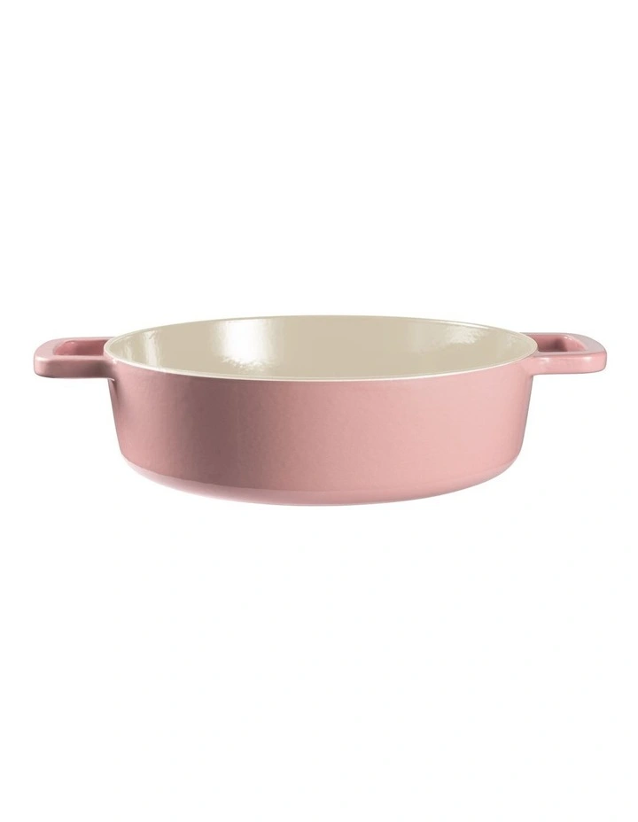 ID Pastel Cast Iron Low Casserole With Lid 28cm/4.0lt In Pink 4 ID Pastel Cast Iron Low Casserole With Lid 28cm/4.0lt In Pink - Image 2