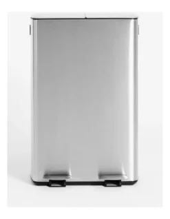 60L Dual Compartment Stainless Steel Pedal Bin In Silver