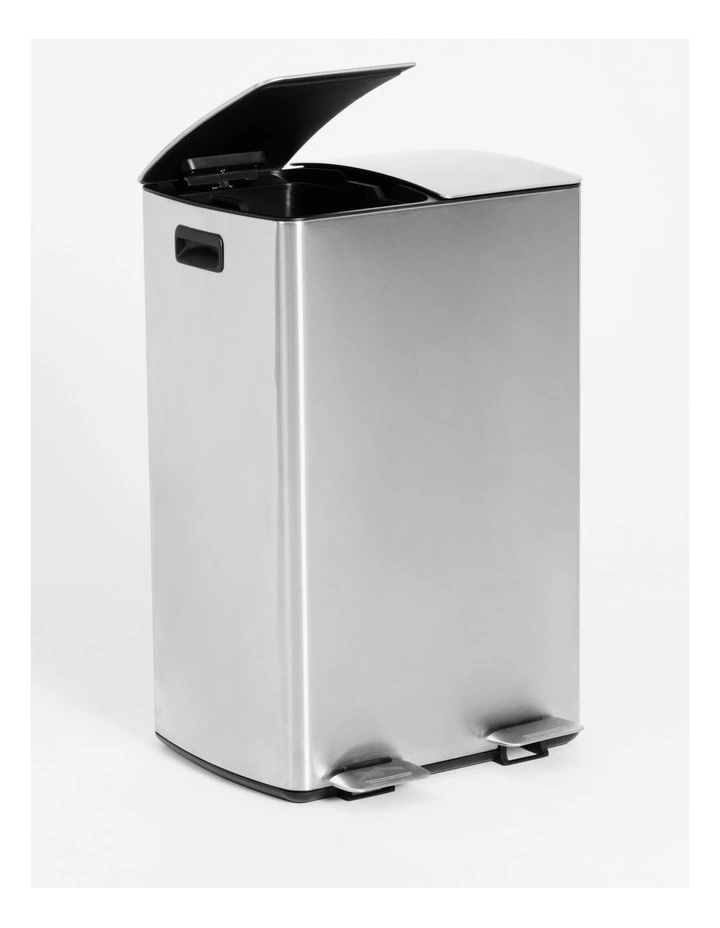 60L Dual Compartment Stainless Steel Pedal Bin In Silver 4 60L Dual Compartment Stainless Steel Pedal Bin In Silver - Image 2
