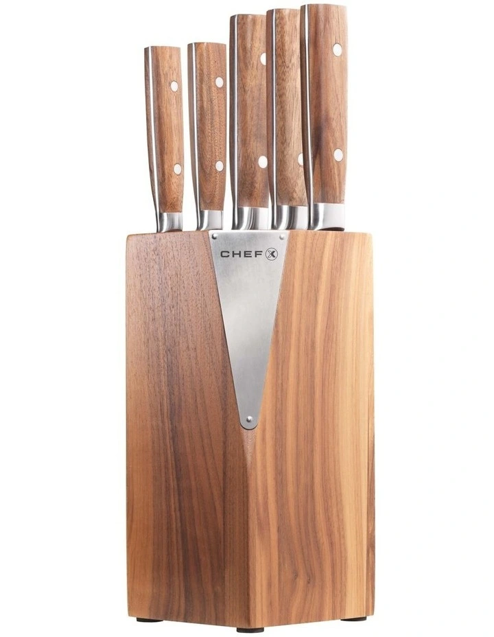 6 Piece Knife Block Set In Walnut 3 6 Piece Knife Block Set In Walnut