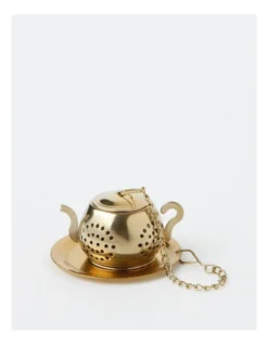 Heritage Tea Party Tea Infuser With Plate In Gold