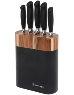 Oval Knife 6 Piece Block In Matte Black