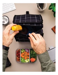 Freezable Lunch Bag In Black Grid -Maxwell Williams Store 954138340 7 720x928