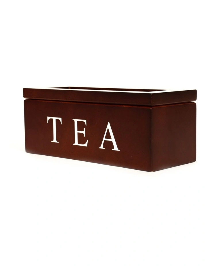 Wood Tea Box 3 Compart In Brown 4 Wood Tea Box 3 Compart In Brown - Image 2