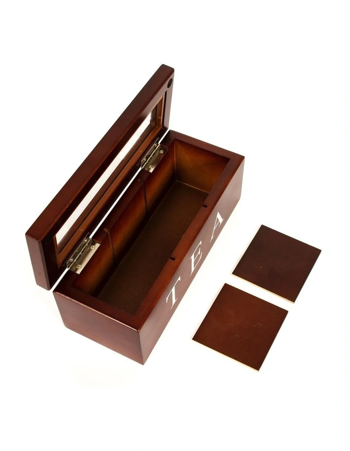 Wood Tea Box 3 Compart In Brown 7 Wood Tea Box 3 Compart In Brown - Image 5