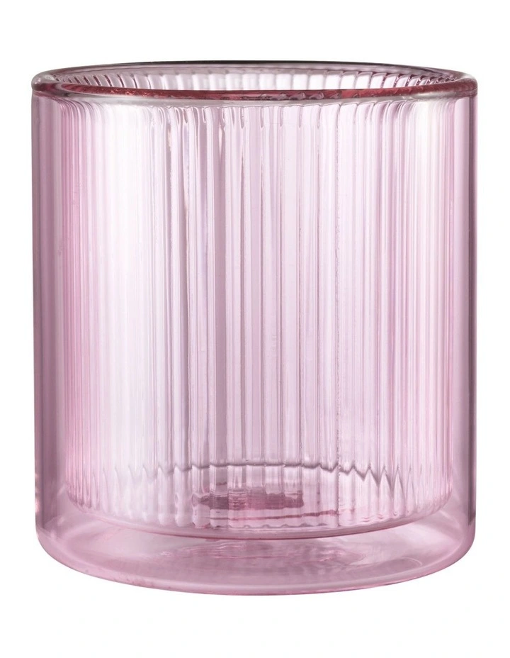 Double Wall Ribbed Glasses Set Of 4 250ml In Pink 4 Double Wall Ribbed Glasses Set Of 4 250ml In Pink - Image 2