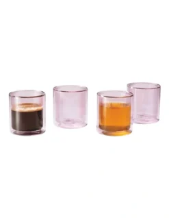 Double Wall Ribbed Glasses Set Of 4 250ml In Pink 7 Double Wall Ribbed Glasses Set Of 4 250ml In Pink -Maxwell Williams Store 955713610 3 720x928