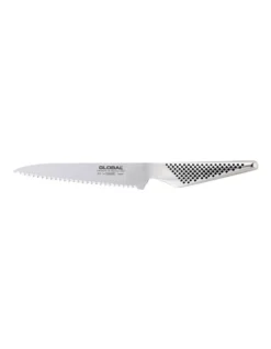 Global Classic Utility Knife Serrated Blade 15cm In Silver