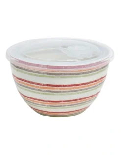 Stripe Lunch2Go Bowl With Lid 15X9cm In Multi